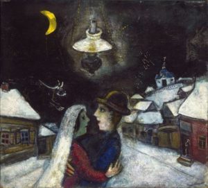 © Marc Chagall, Nella notte, 1943 olio su tela, 47 x 52.4 cm Philadelphia Museum of Art, Collezione Louis E. Stern, 1963